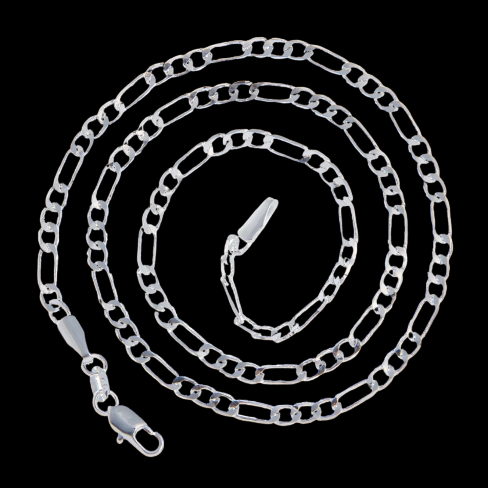 LOT OF TEN (10) Italian 2mm Figaro 20 Inch Flat Chain Necklaces Sterling Silver
