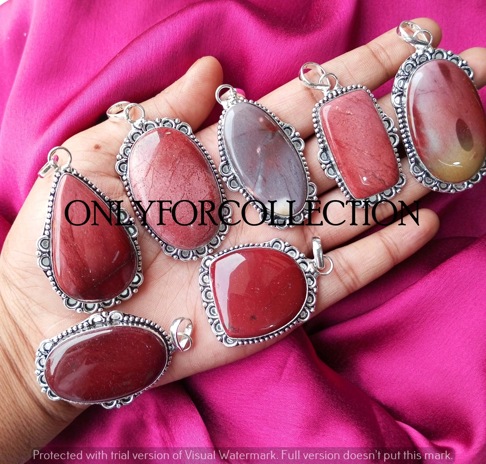 Sale Red Mookaite Jasper Gemstone 925 Sterling Silver Plated Fancy Pendants Lot