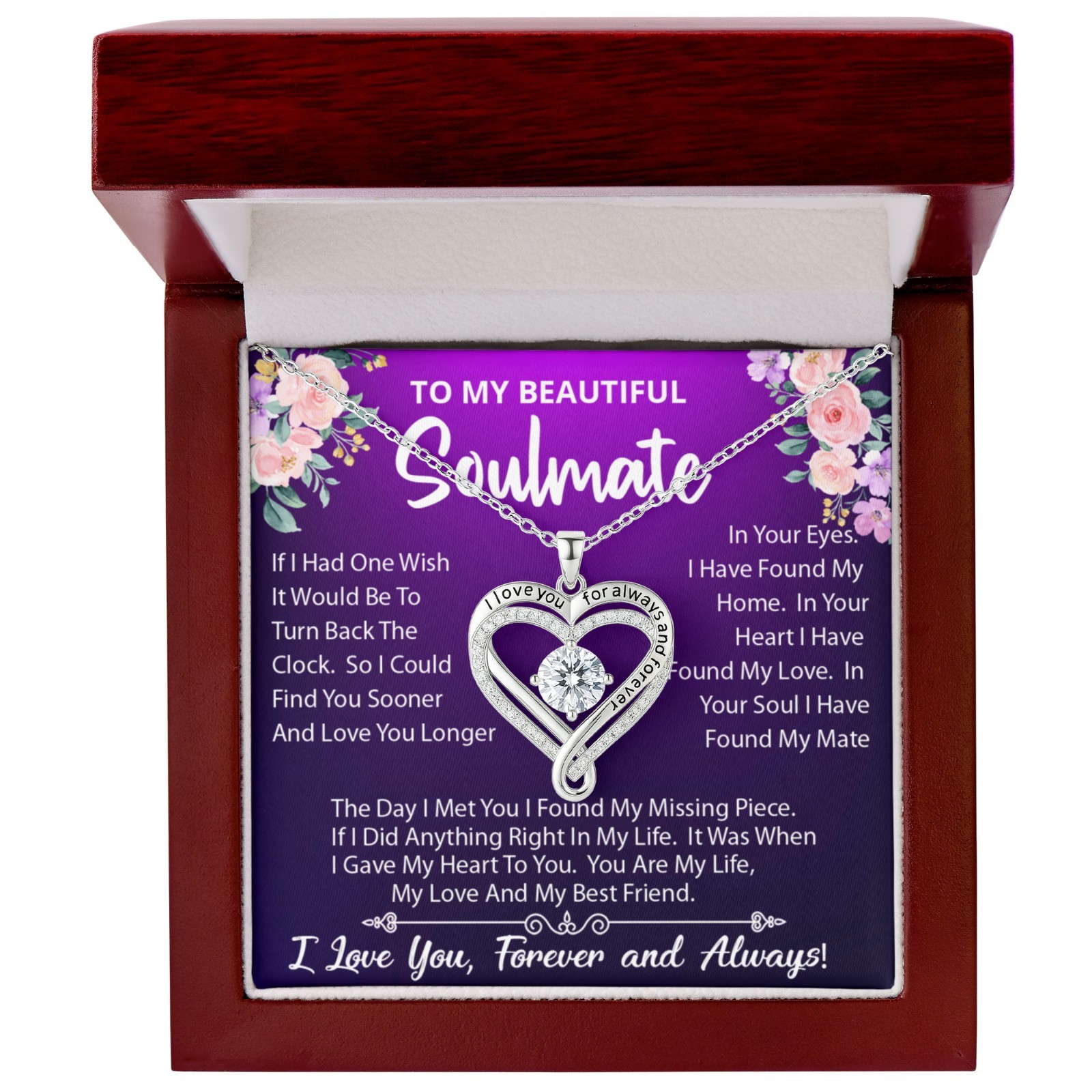 To My Soulmate Wife Necklace Gift For Her Love You Always Heart Necklace Gift 🎁