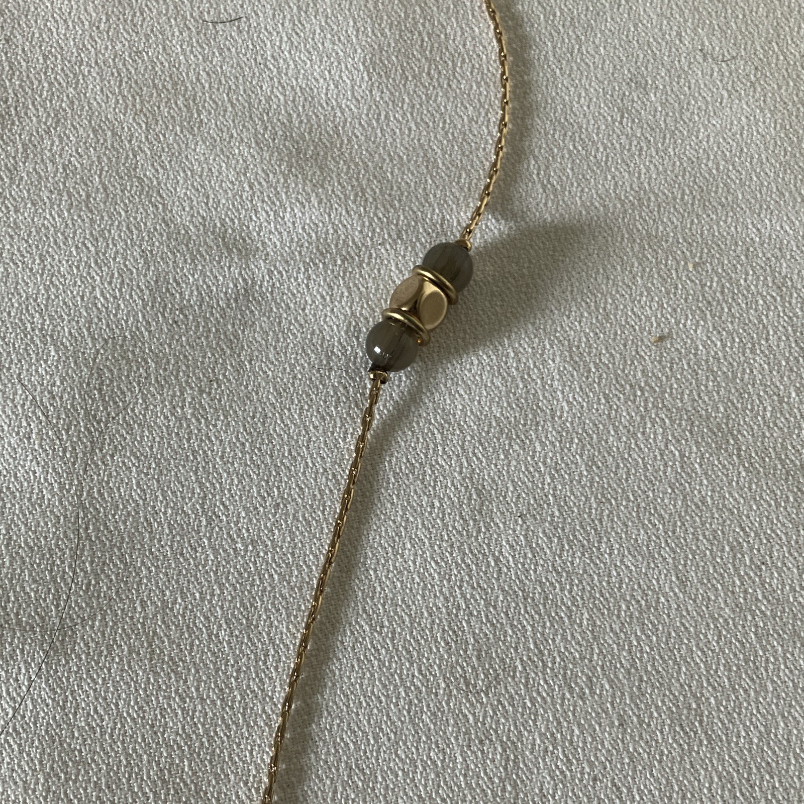 Gold Tone Boho Station Chain Necklace Blue Cabochon 18in Adjustable