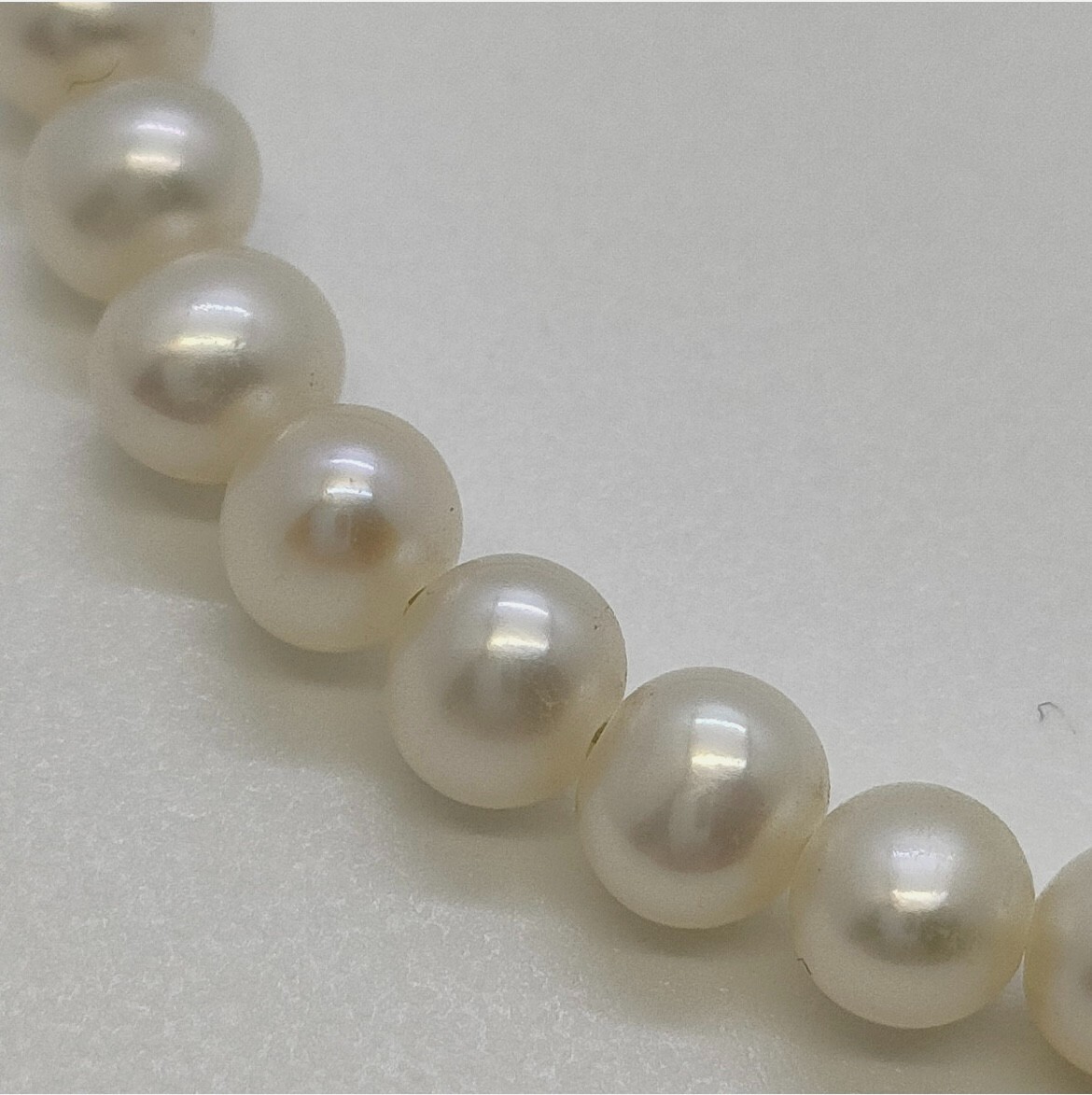 3 – 4 mm White Pearl Necklace with 18K Gold Clasp 16 inch length