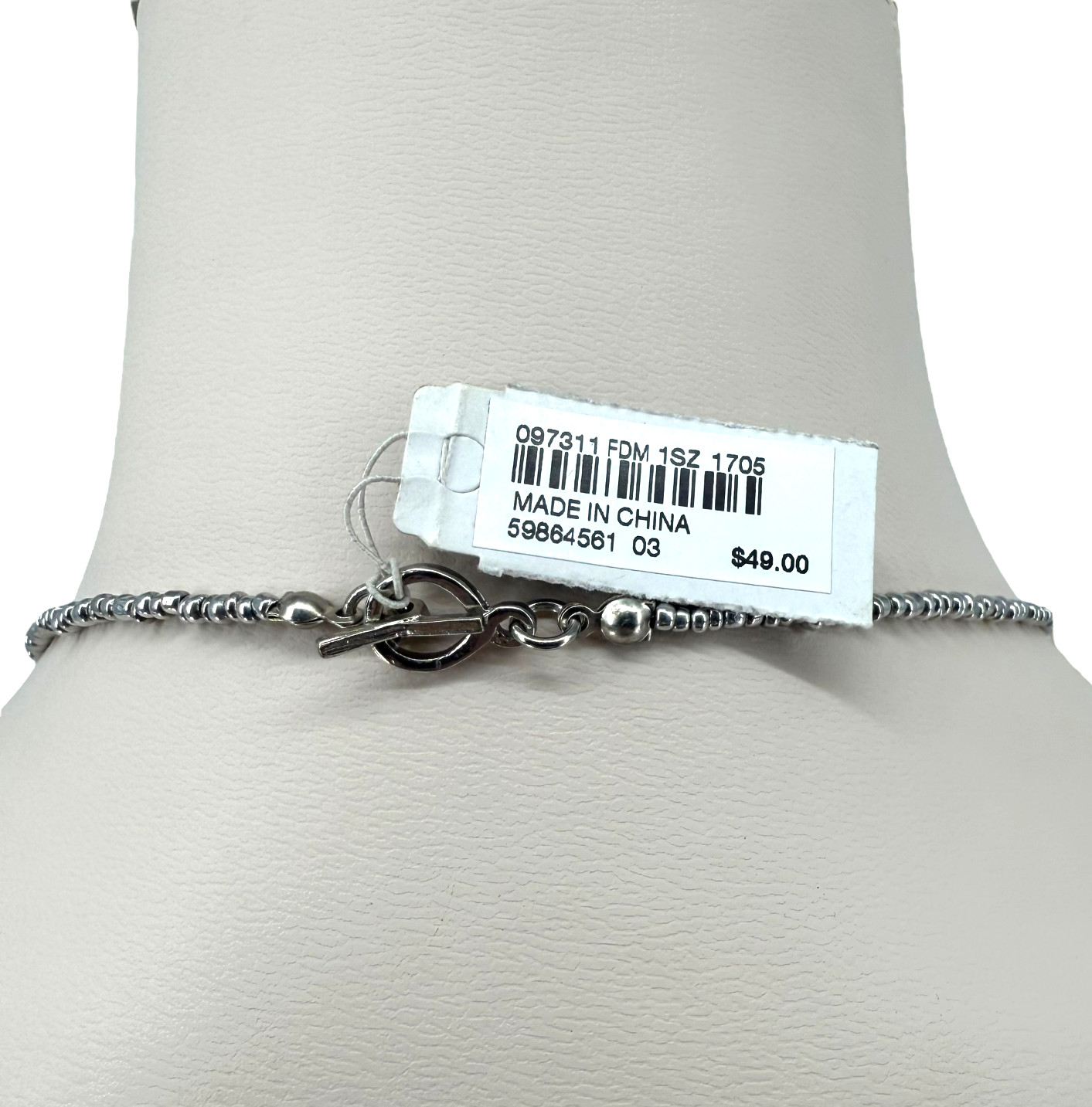 J Jill Tassel Necklace Silver Tone Beaded Blue Pendant Boho Long 32″ Coastal NWT