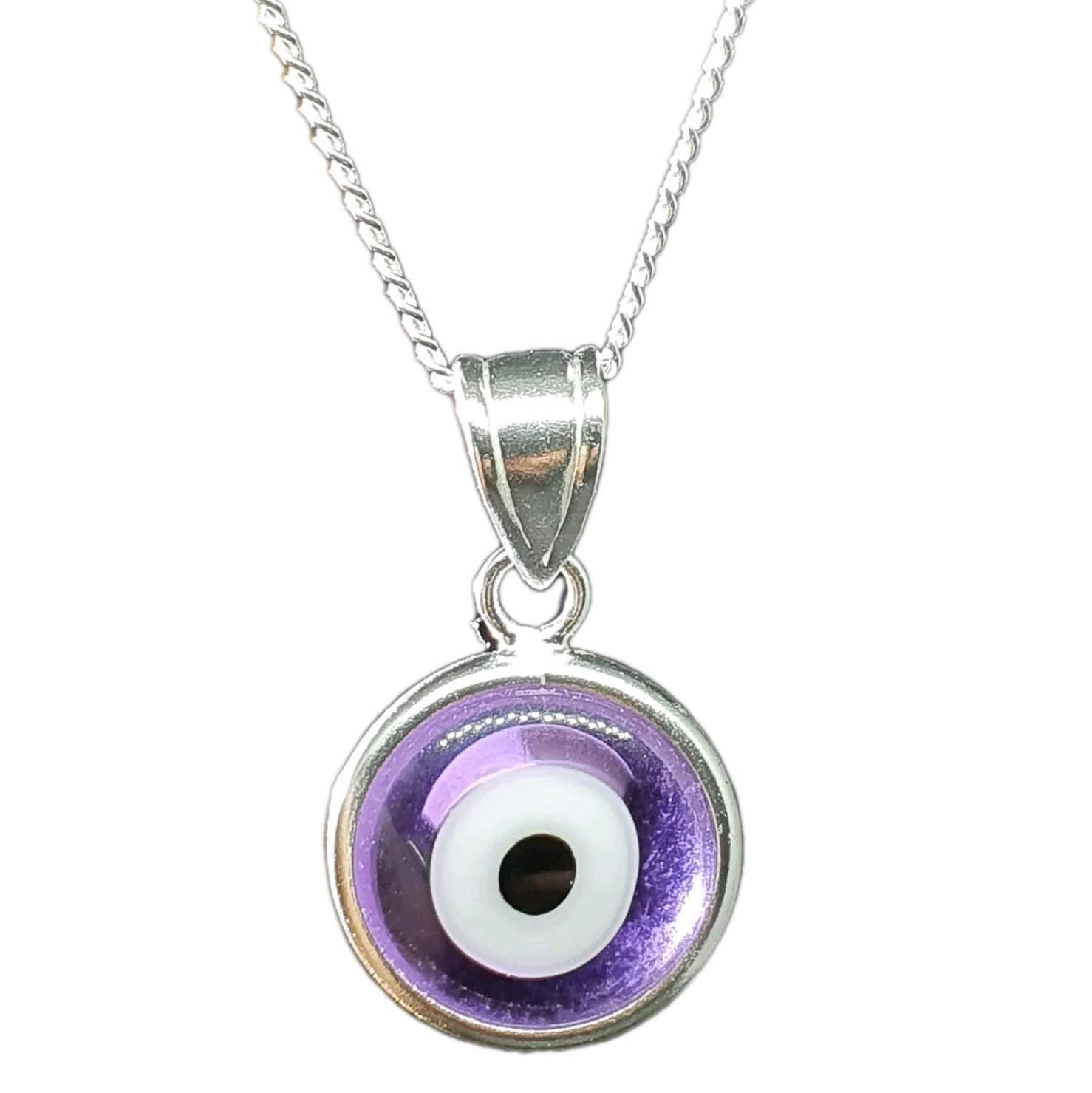 Evil Eye Pendant Amethyst Nasar Necklace Ethereal 925 Silver Jewellery & Boxed