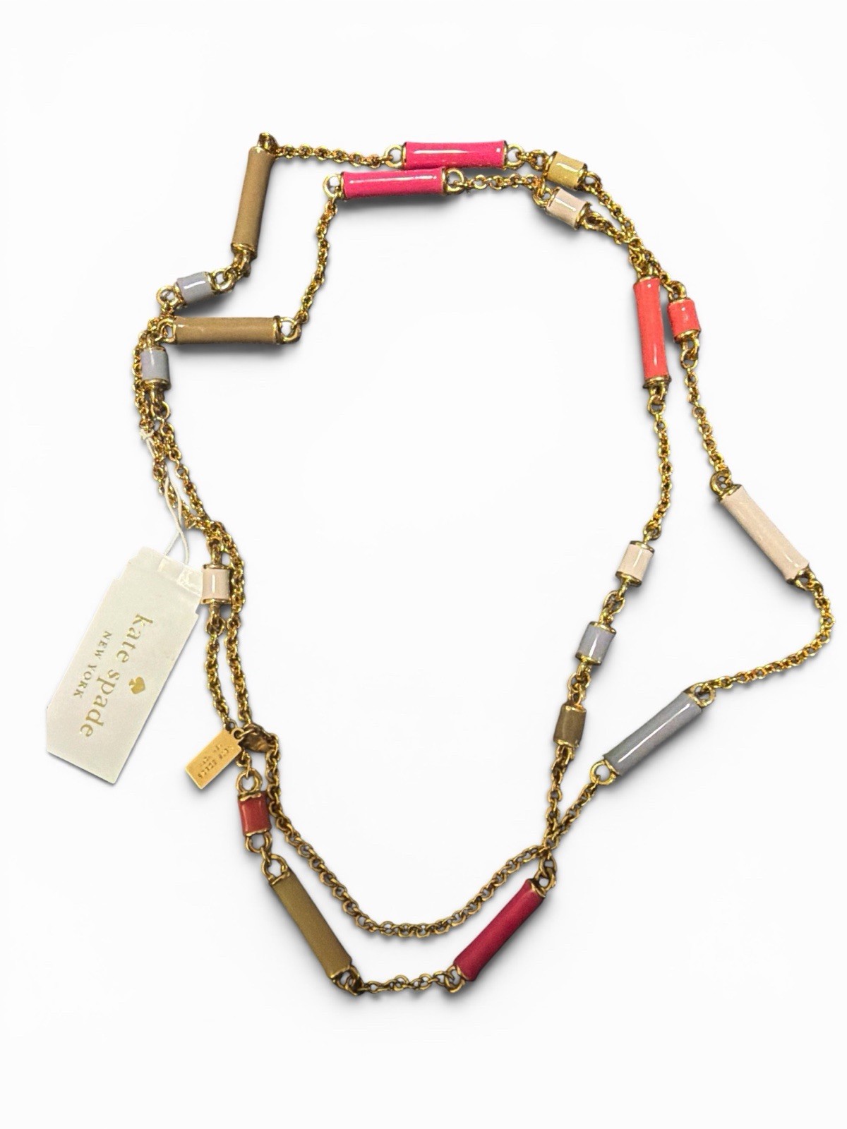 Kate Spade NY Gold Multi-Color ‘Bar None’ Scatter Necklace 32″ Station Chain