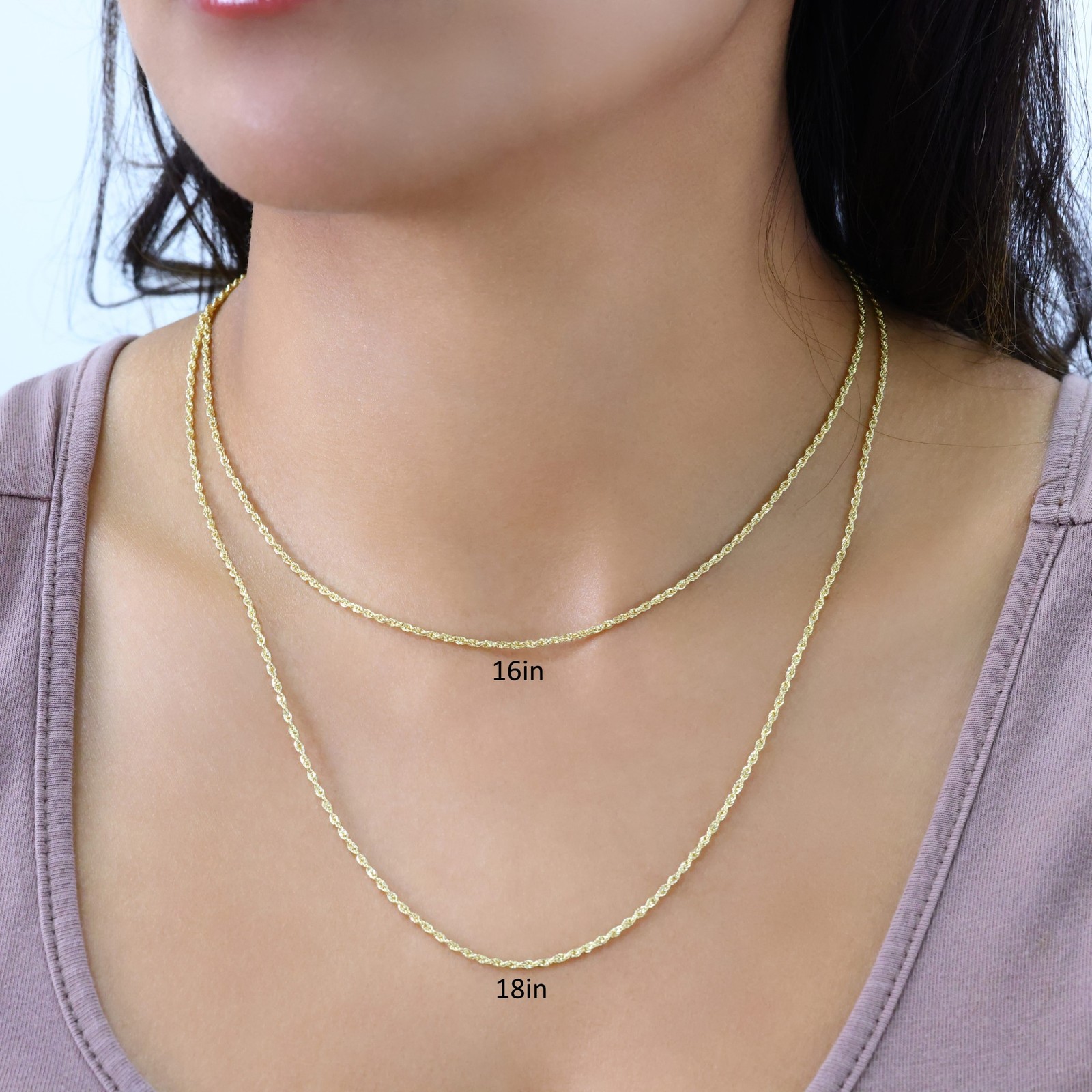 14K Yellow Gold 1mm-4mm Laser Diamond Cut Rope Chain Necklace Men Women 16″- 30″