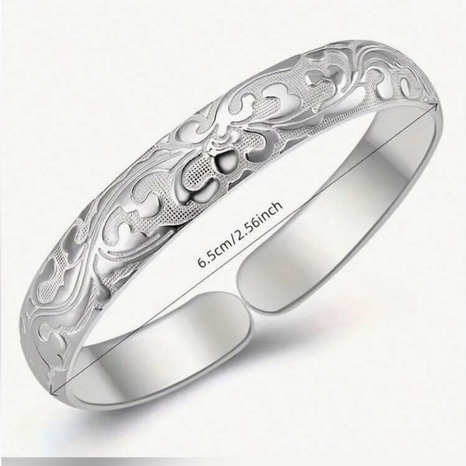 925 Sterling Silver Floral Cuff Bracelet – Adjustable Vintage-Inspired Design