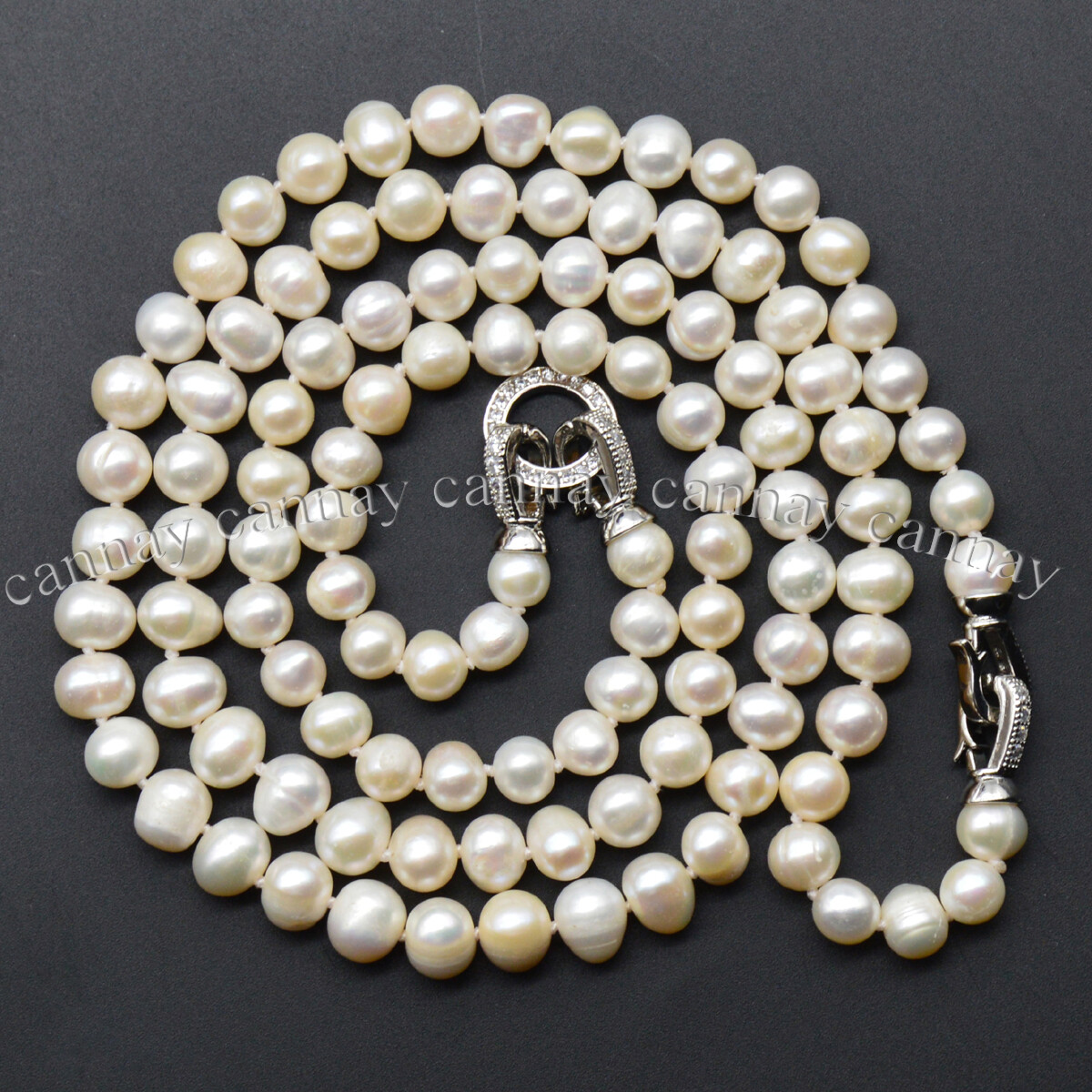 2 Strands Real Natural 7-8mm White Freshwater Cultured Pearl Necklace 18-20”