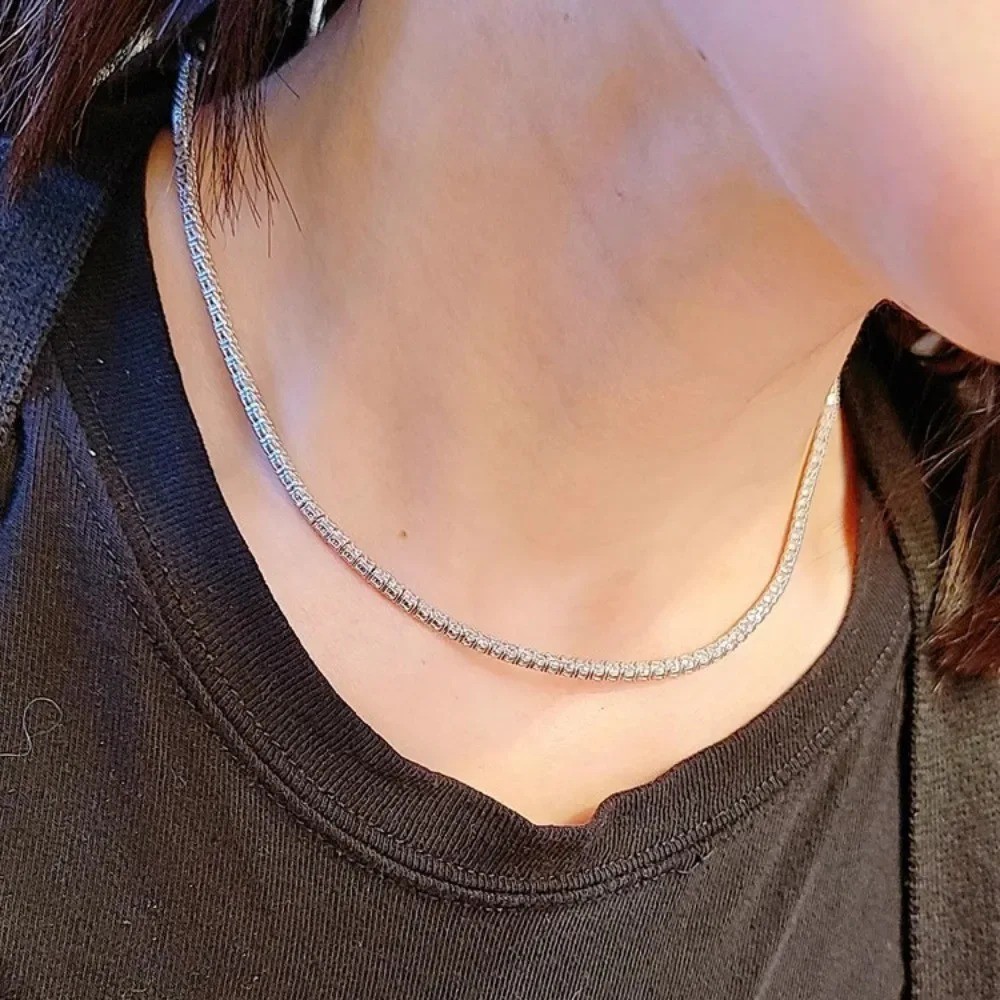 Tennis necklace white Gold Filled Round cut 2/2.5/3mm zircon Cz