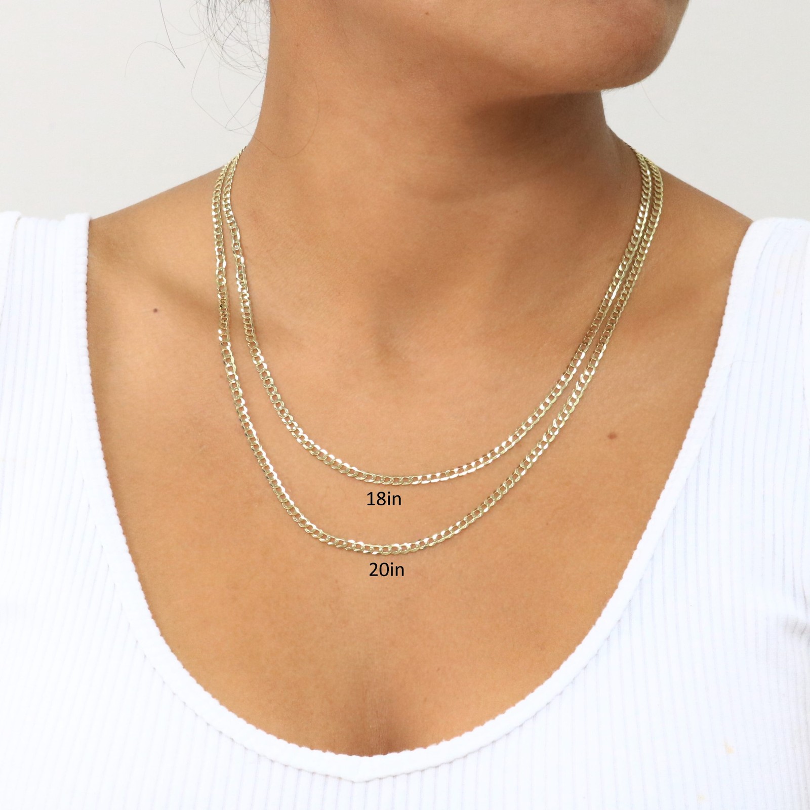 10K Solid Yellow Gold 3mm Cuban Curb Chain Link Necklace Mens Womens 16″- 30″