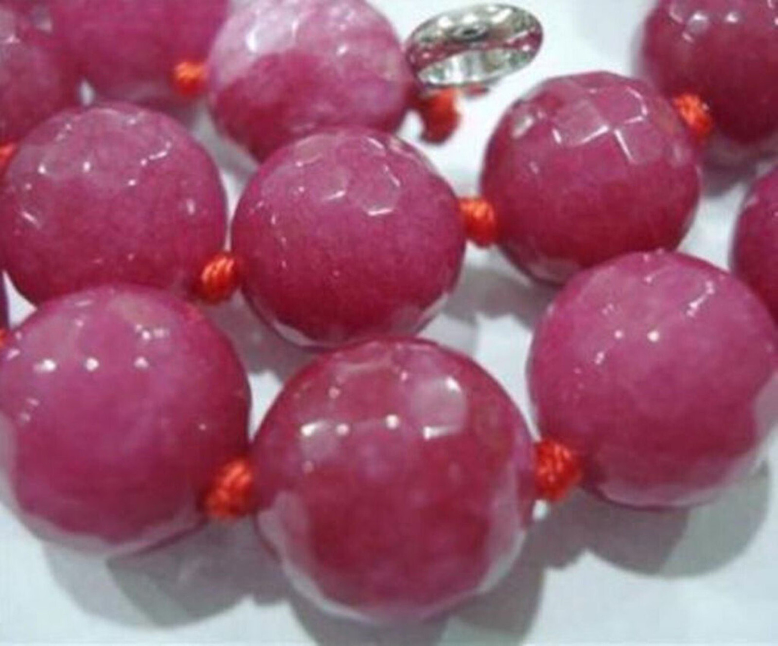 10mm Faceted Rose Red Jade Round Gemstone Beads Necklace Jewelry 18” AAA