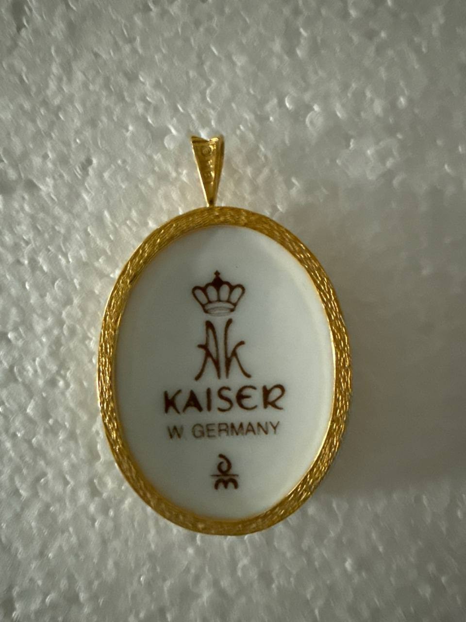 Vintage Pendant Porcelain Hand Painted Scene Boy/Dog by Kaiser W Germany