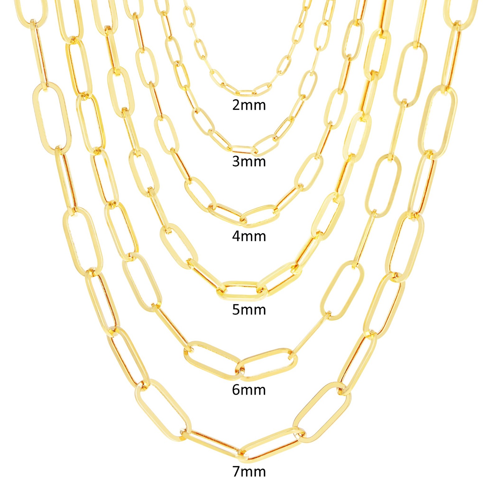 10k Yellow Gold Paperclip 2mm-7mm Chain Cable Rolo Necklace Mens Womens 16″-24″