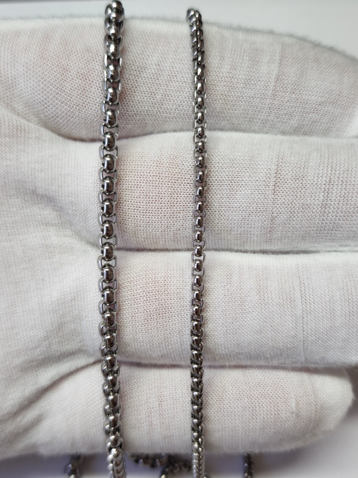 Stainless Steel Box Chain 3,4mm Size 21.5in Unisex, Hip Hop Jewelry Women, Men