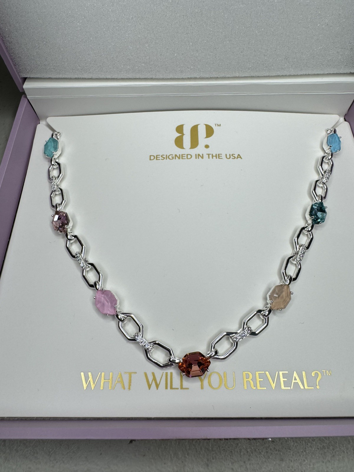 Bomb Party Summer Jewel Candy Miami Zest “Next Stop To Sparkle” Silver Necklace