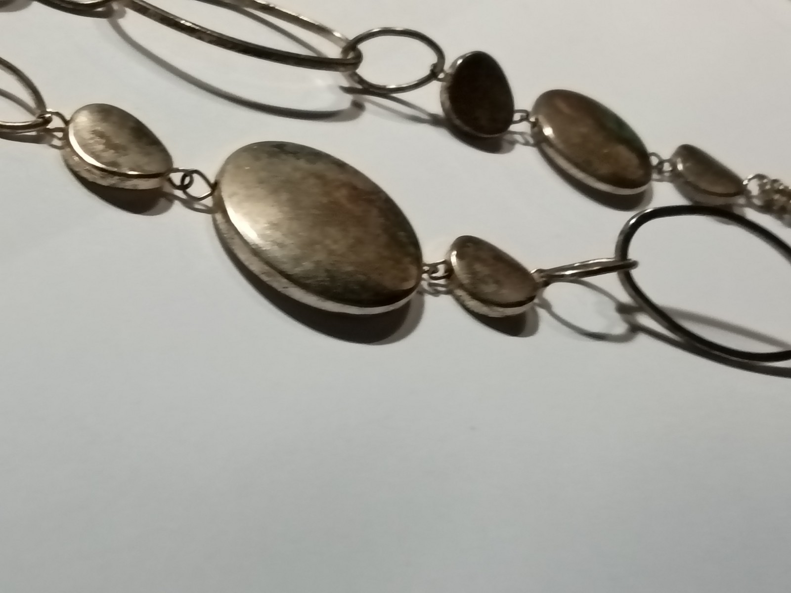 Silver Tone Metal Oval Link Chain Statement Necklace No Stones No Gemstones