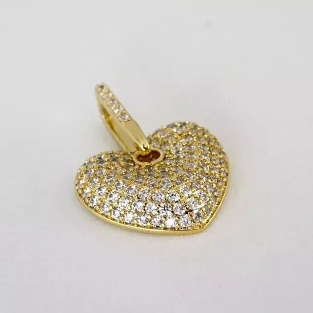 Round Cut Simulated Diamond Stunning Heart Fancy Pendant 14K Yellow Gold Plated