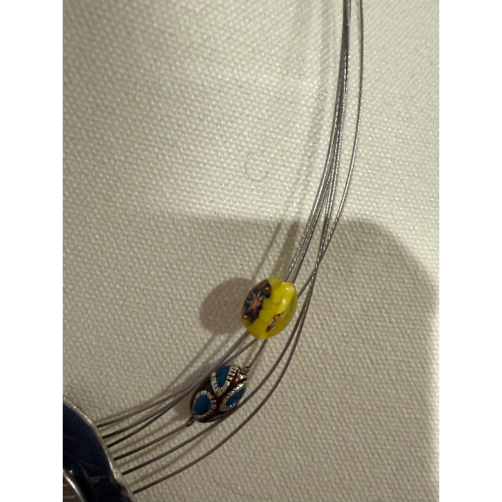 Chicos Boho glass beaded multi strand necklace Statement artsy art to wear