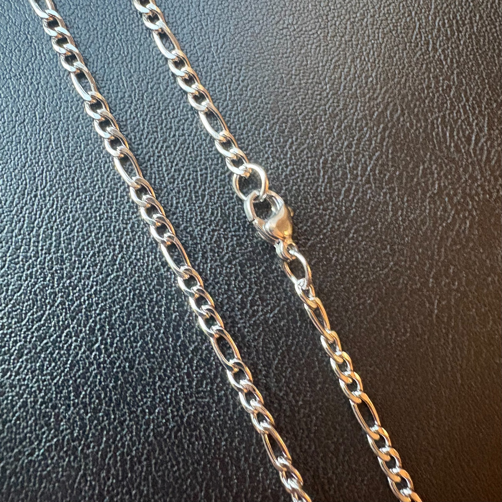22″ 3mm Figaro Chain Necklace Silver Stainless Steel Micro Minimalist Men Women
