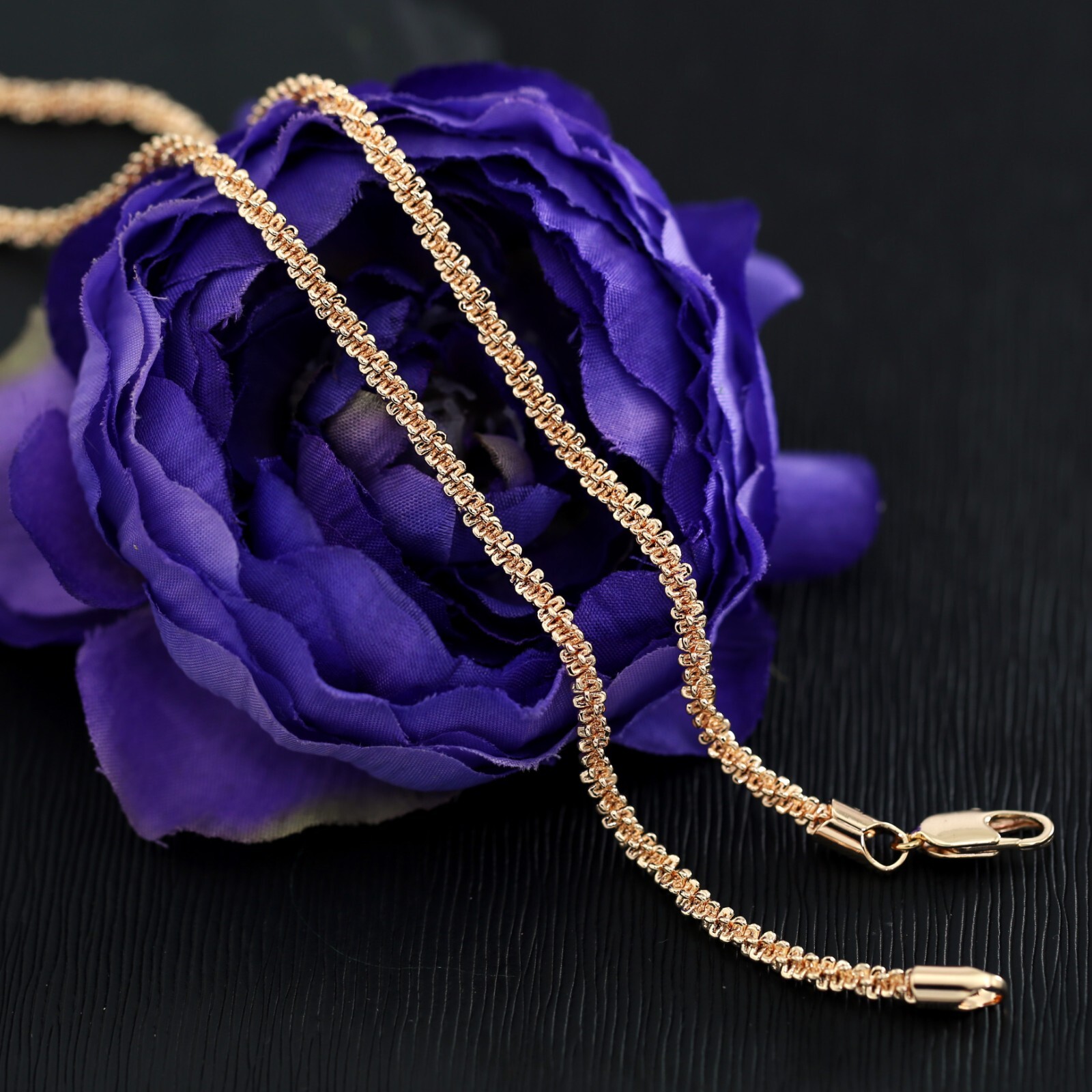 18K ROSE GOLD GF WOMENS MENS MARGARITA TWISTED ROCK CHAIN SHIMMER NECKLACE 45CM