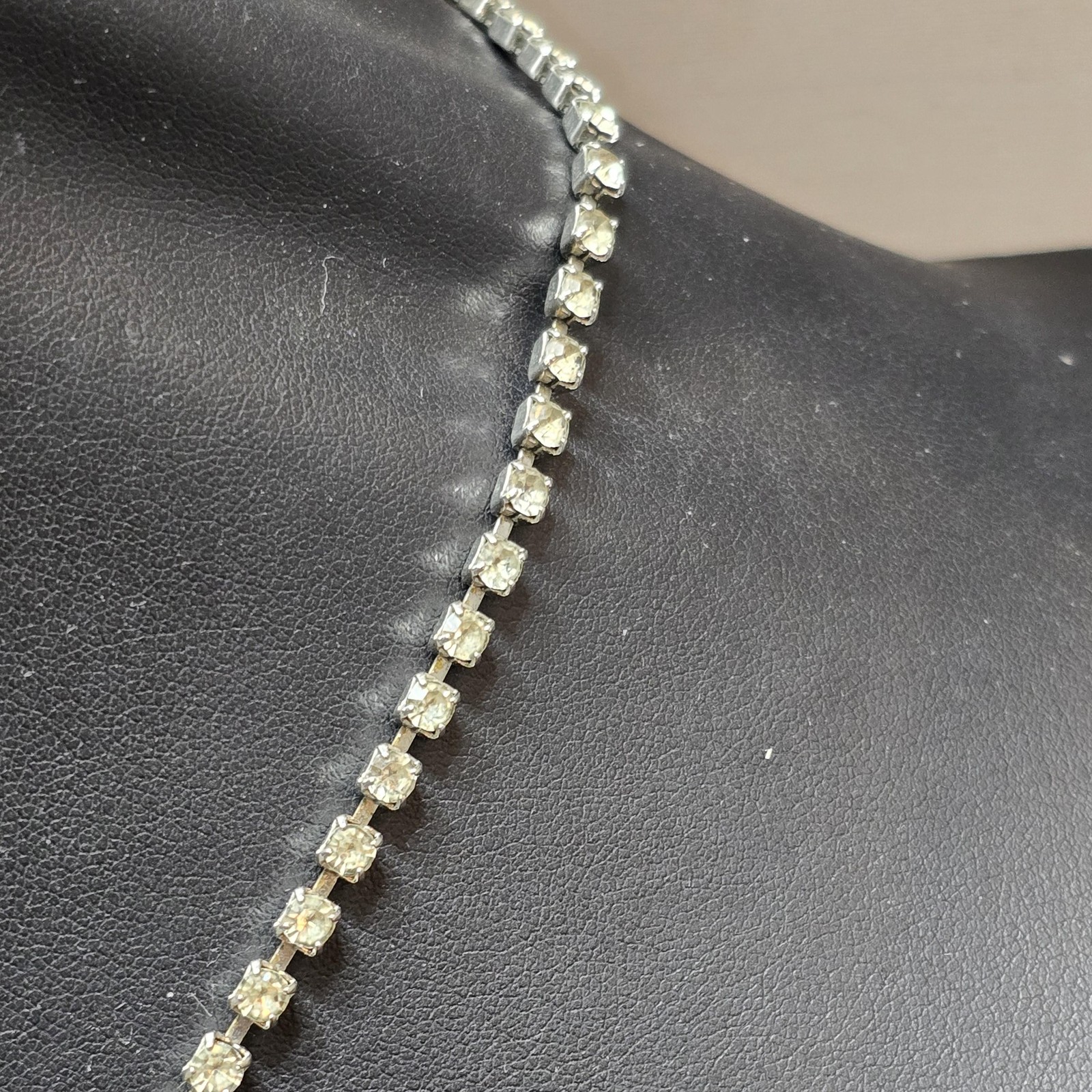 Clear Rhinestone Tennis Necklace Womens Y-Drop Square Pendant Crystal Elegant