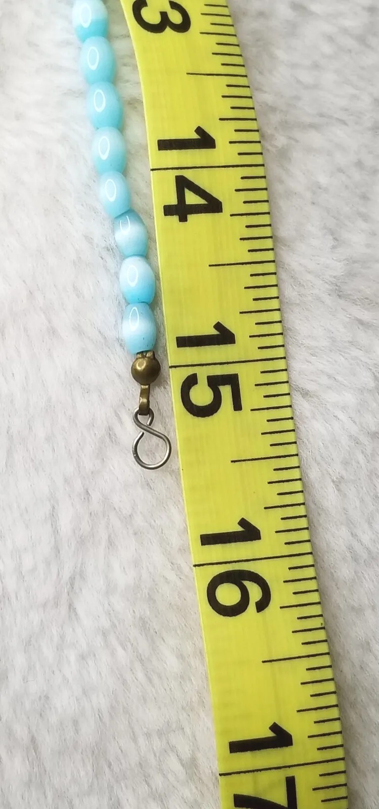 VINTAGE BEAUTIFUL BABY BLUE & WHITE BEAD 15.5″ FASHION NECKLACE EYE CATCHING WOW