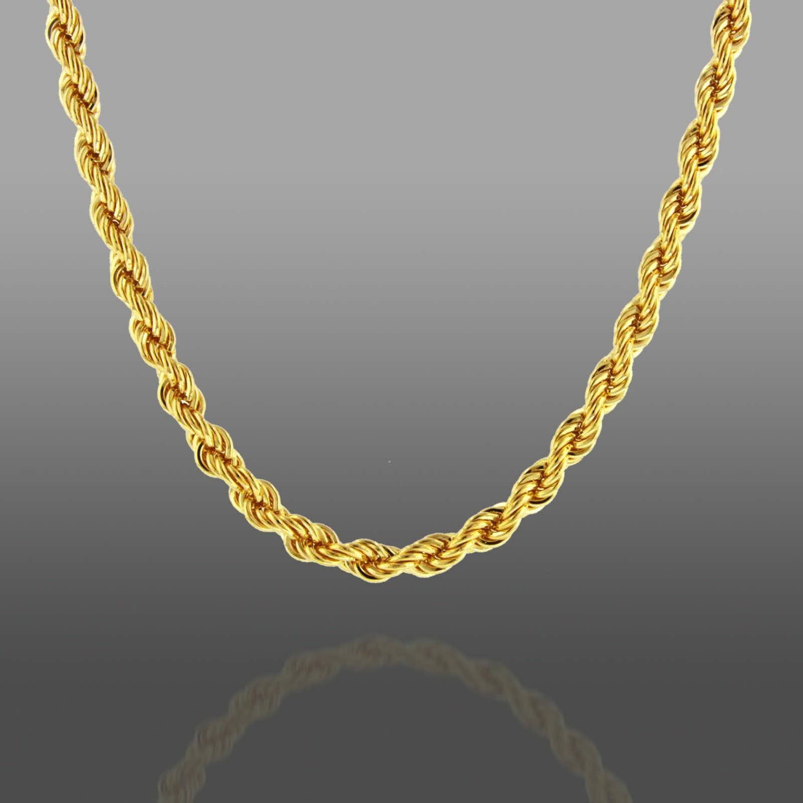 HEAVY 6MM THICK GOLD FILLED 18K Italy solid Rope necklace 22″ chain men women