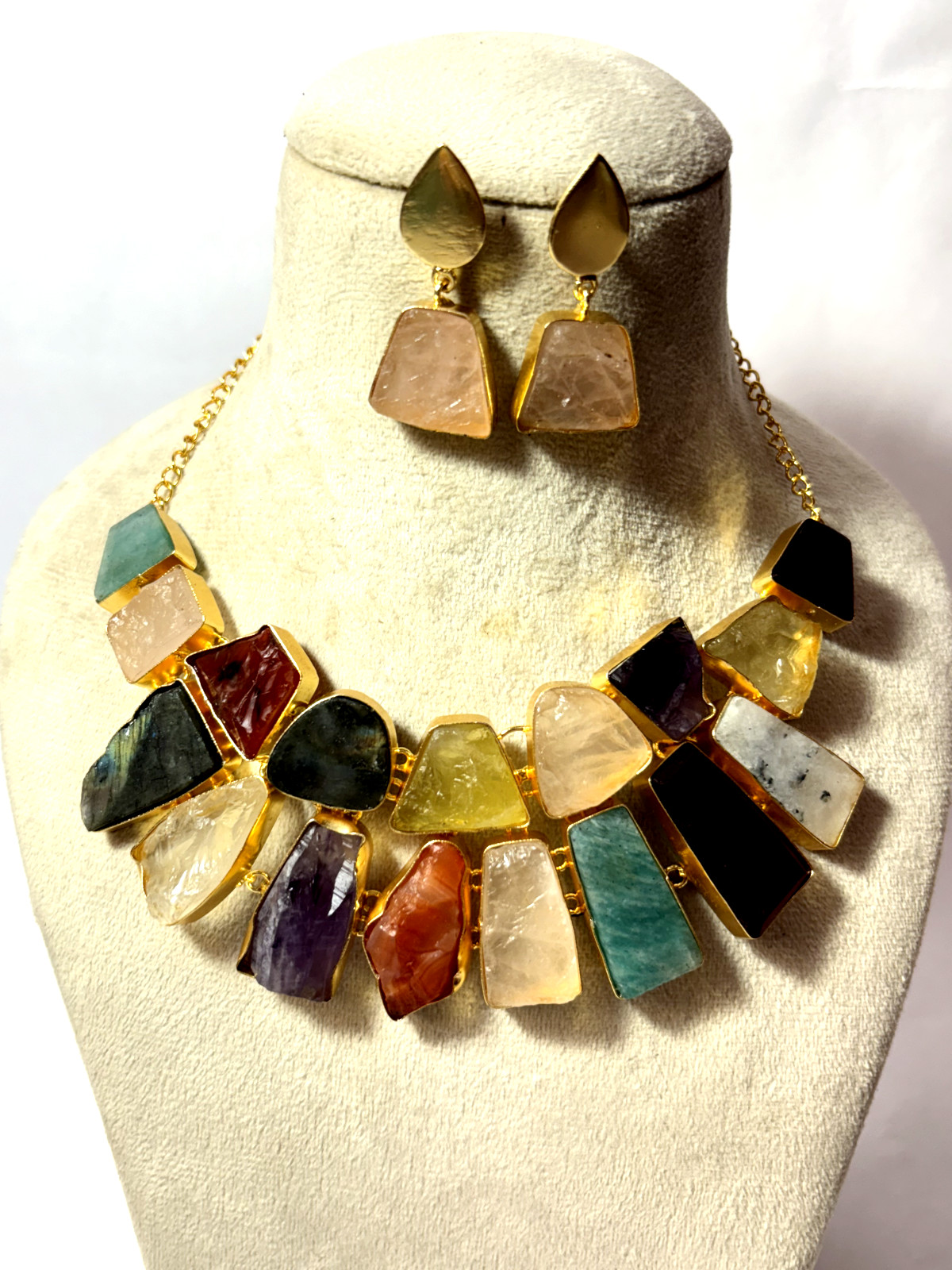 Necklace With Stud Multi Necklace Natural Gemstone Jewelry Gift For Her