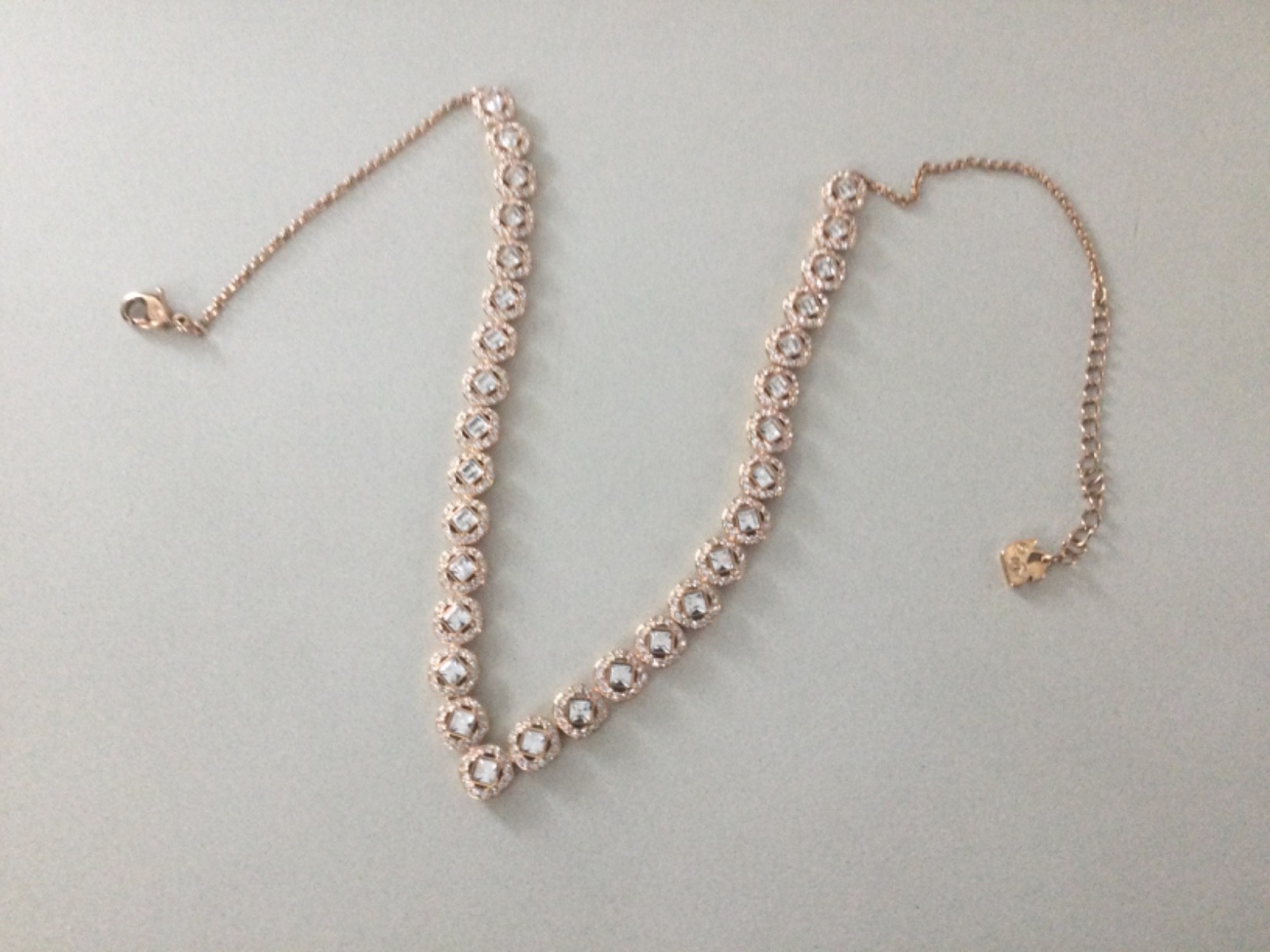 Sign Swarovski Mesmera Necklace Rose-Gold Rhodium Plate Pave Crystal Chain