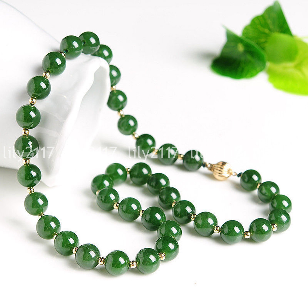 Beautiful Natural 8mm Green Jade Round Gemstone Beads Necklaces 16-36inches AAA