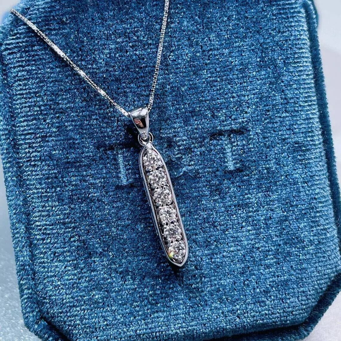 925 Silver Journey Pendant Round Cut Simulated Diamond In 14K White Gold Plated