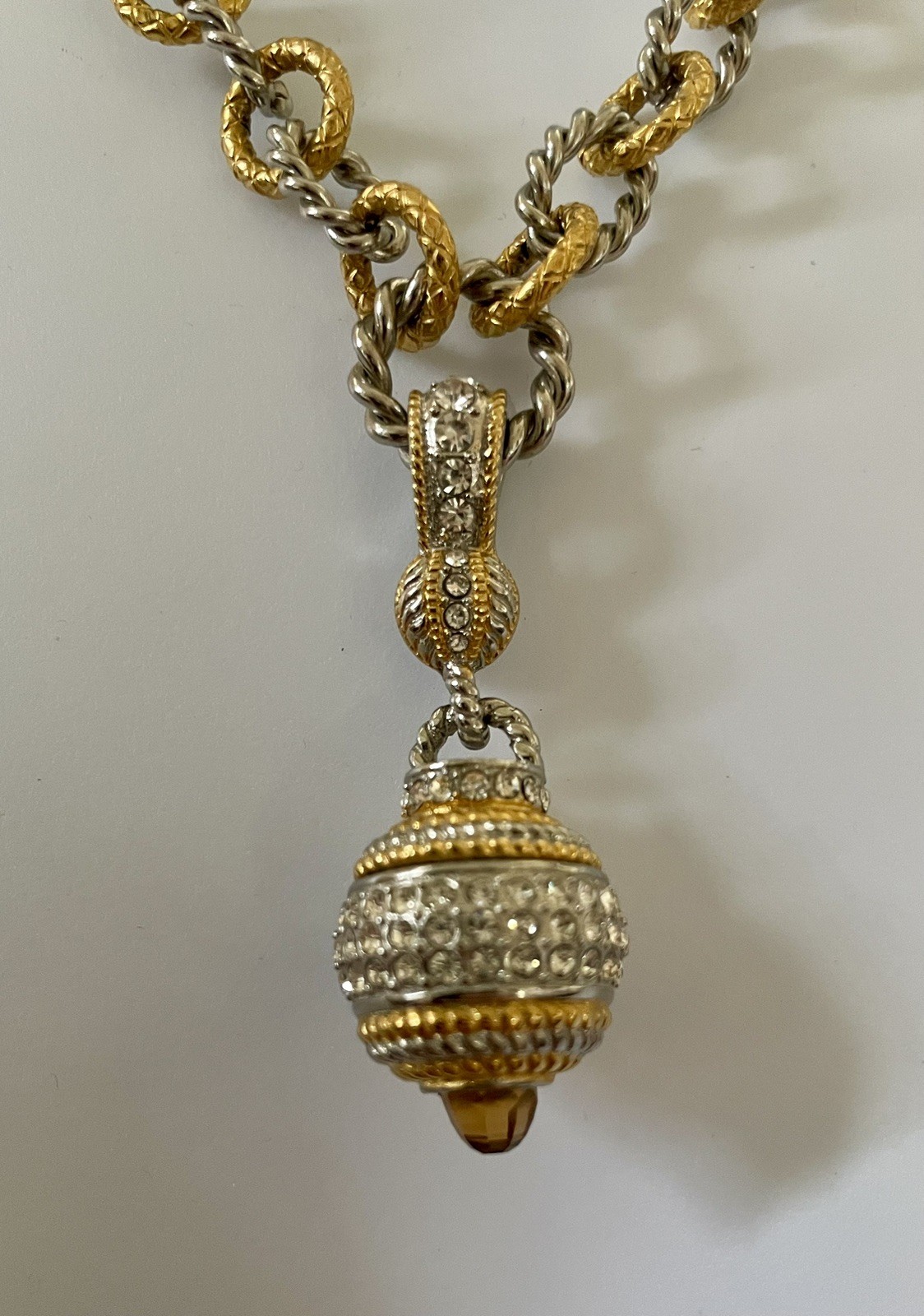 Emma Skye DSMK Stainless Steel/Gold Plate Chunky Necklace with Crystal Enhancer
