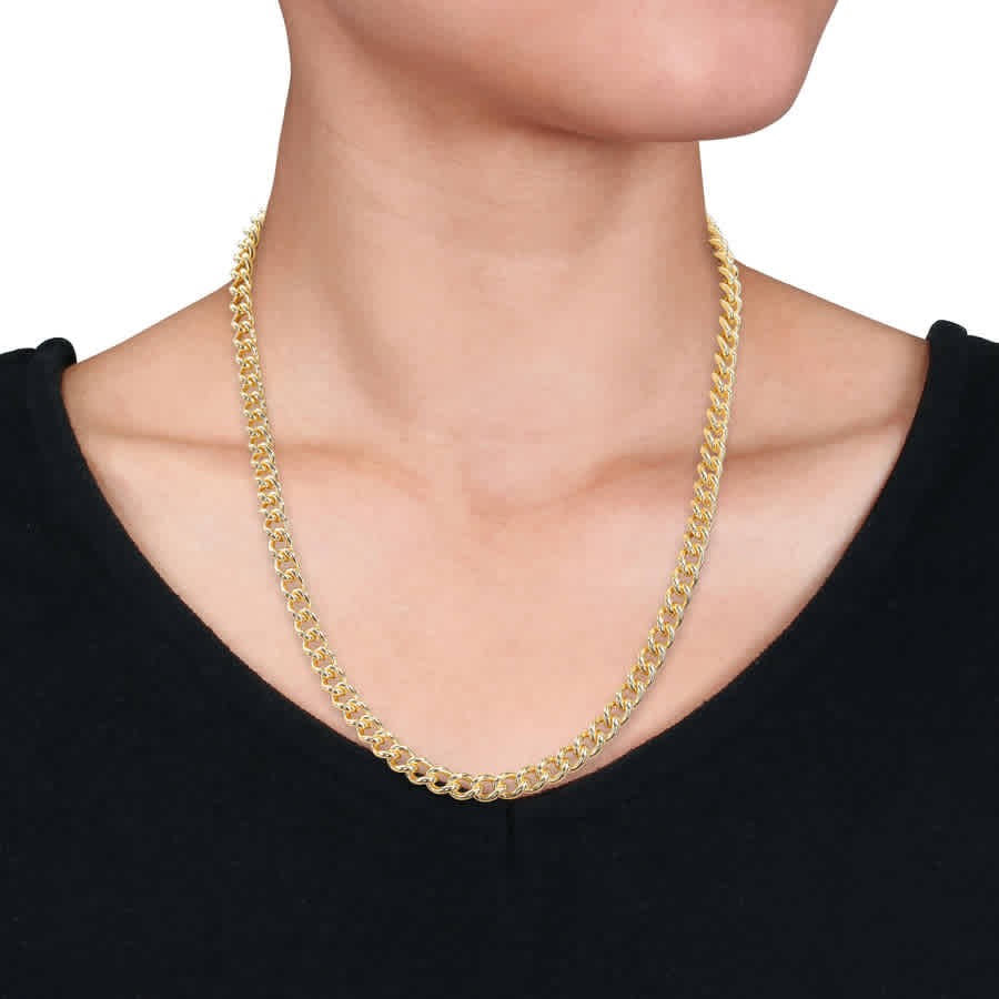 AMOUR 6.5mm Curb Link Chain Necklace In Yellow Plated Sterling Silver, 20 In