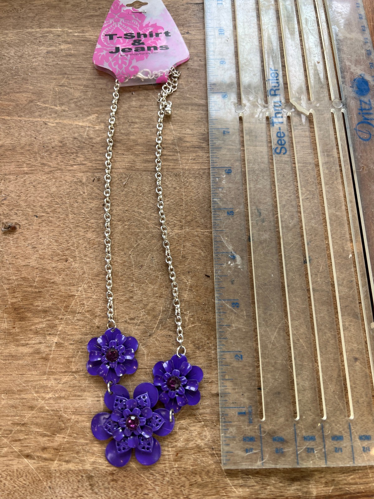 Nordstrom T-Shirt & Jeans BNWT One Size Y2K Royal Purple Flower Necklace