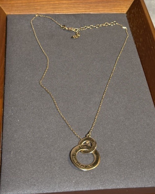 Merci Maman Gold Plated Necklace Chain & Inscribed Hoop Pendant Costume