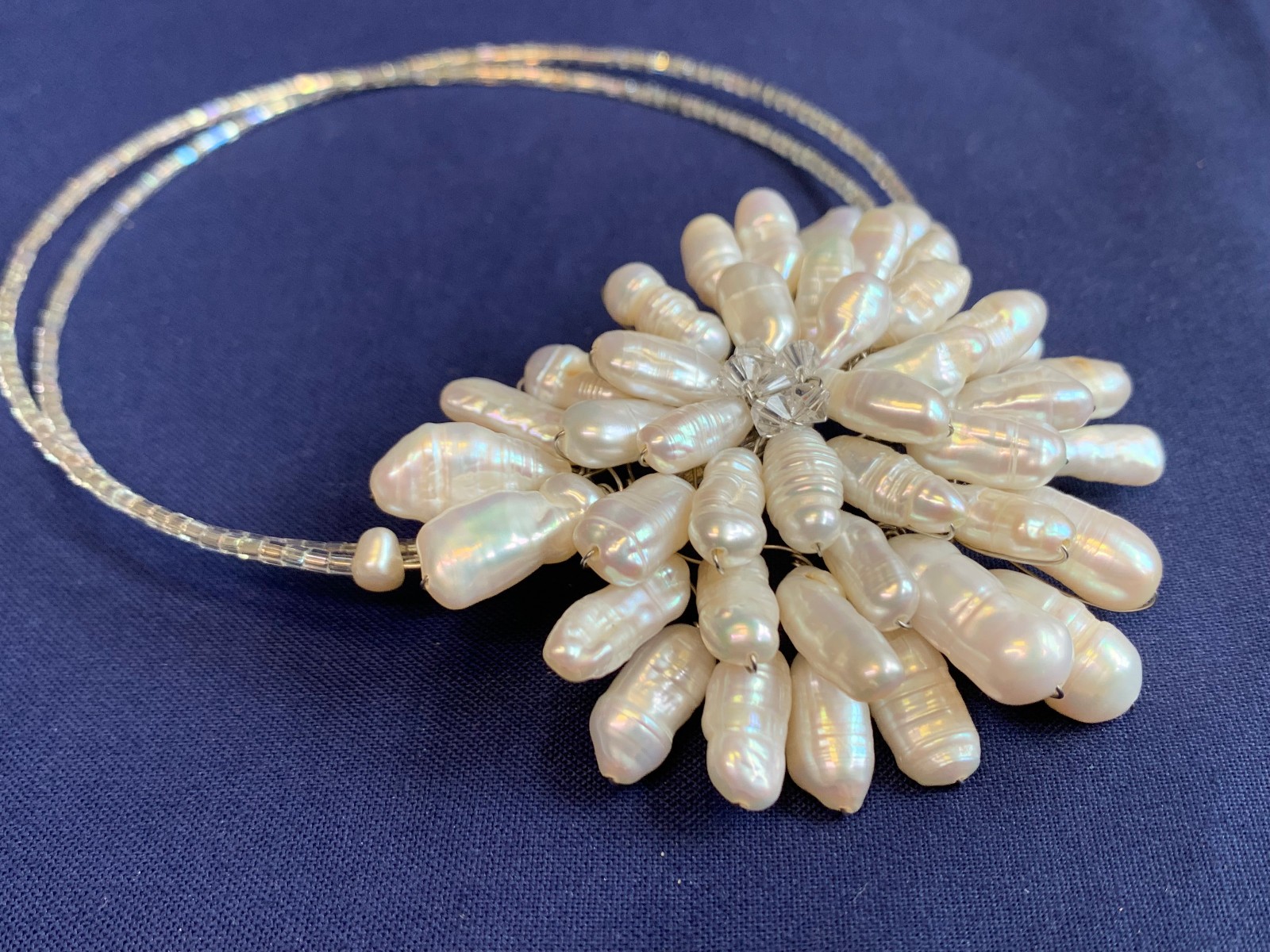 Pearl Cluster Choker 20″ Costume Jewelry Fresh Water Beaded Chain Necklace