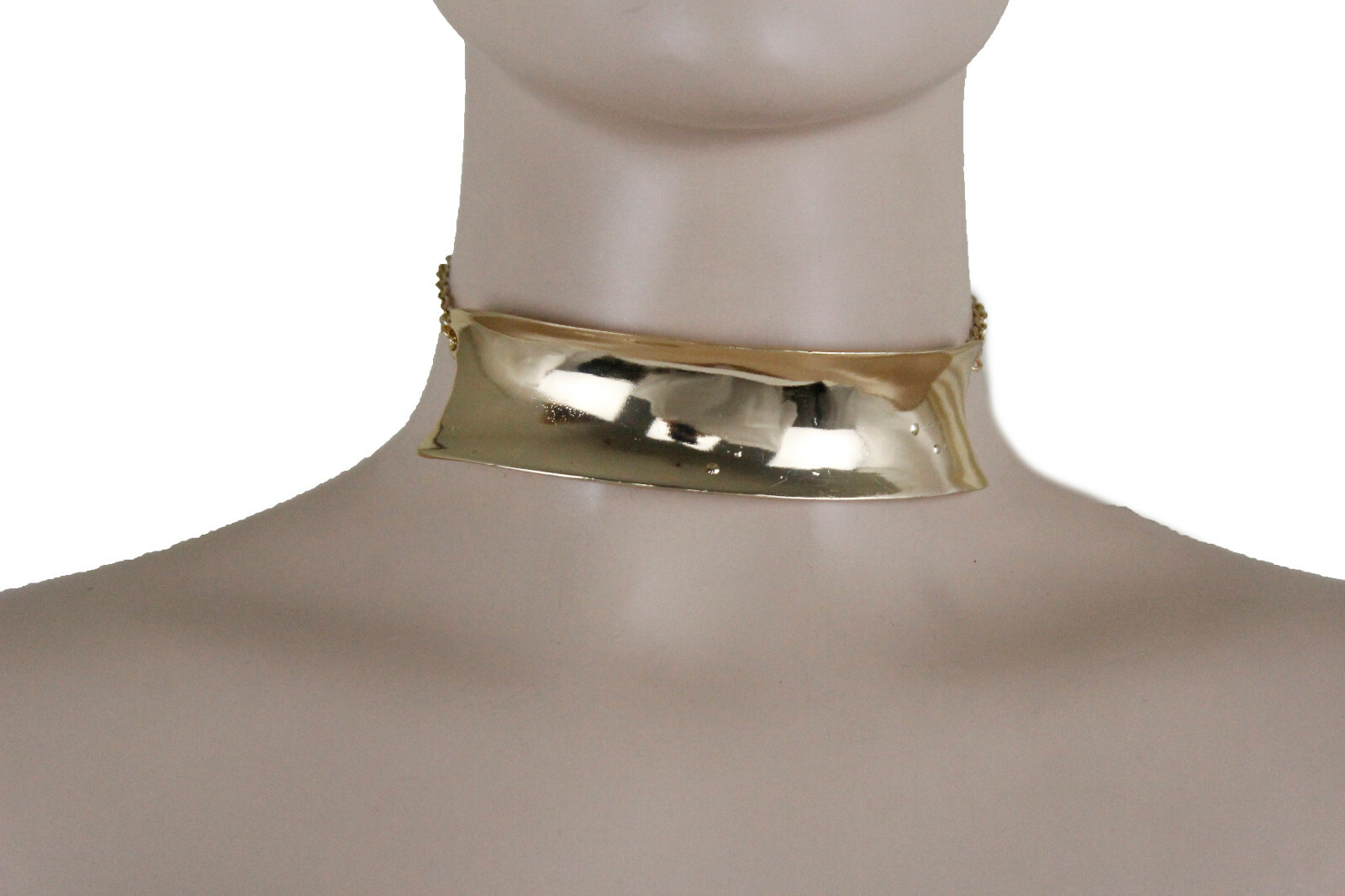 Cocktail Women Fashion Jewelry Gold Metal Plate Short Choker Necklace Party Look