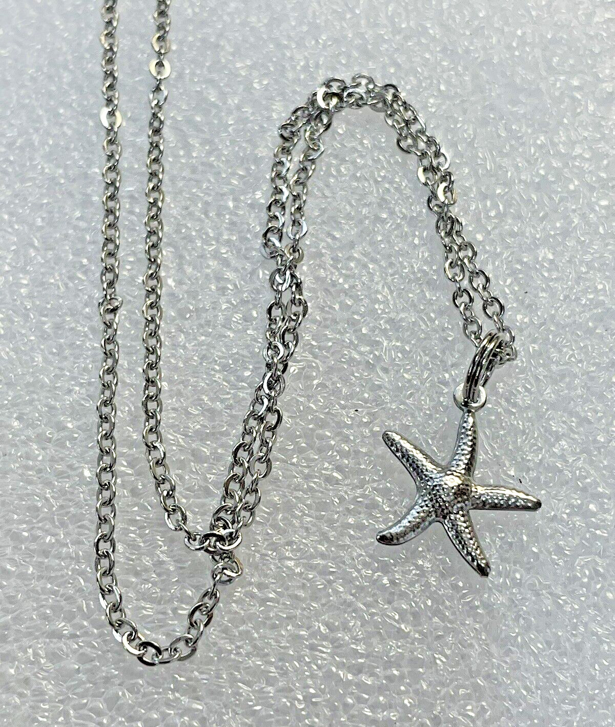 STARFISH Dainty Silver Necklace 20” Stainless Coastal Fashion Jewelry Sea NEW