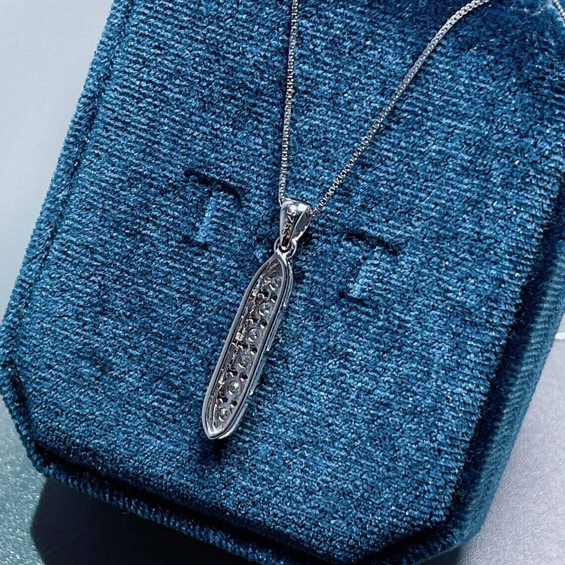 925 Silver Journey Pendant Round Cut Simulated Diamond In 14K White Gold Plated