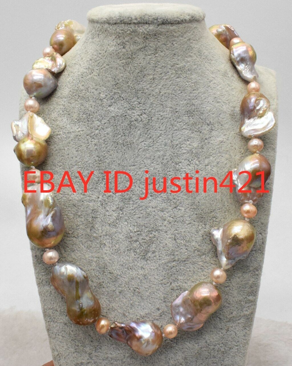 REAL15-25mm & 6-7mm SOUTH SEA PURPLE BAROQUE PEARL NECKLACE 18” AAA+