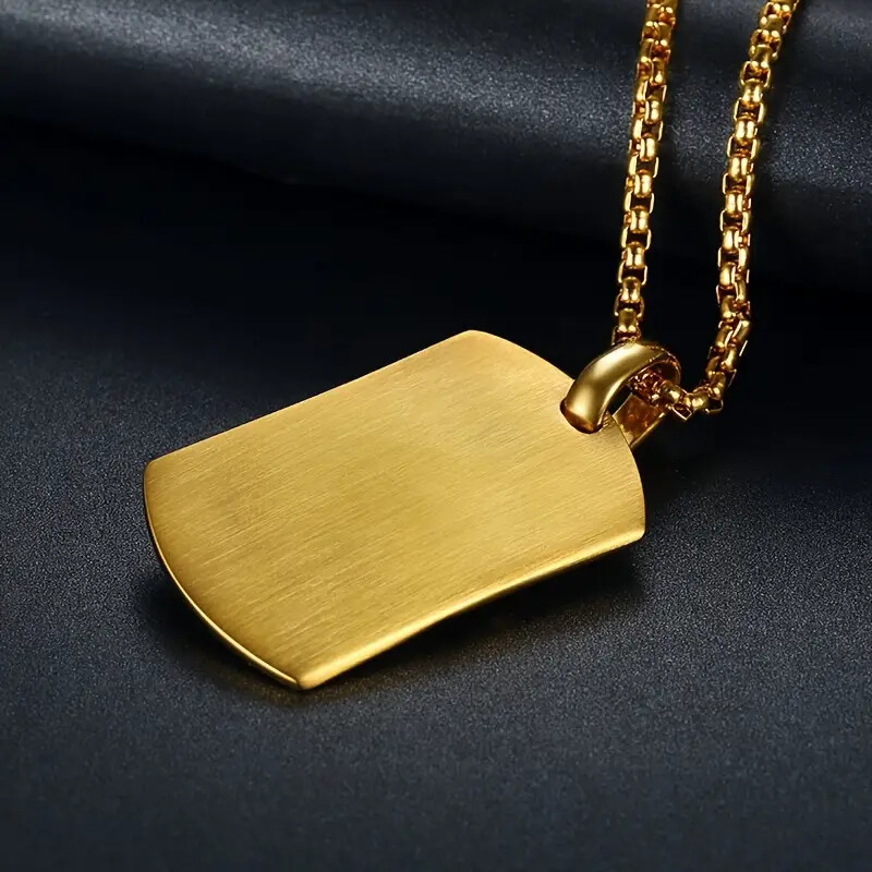 316L Stainless Steel American Eagle Dog Tag Pendant 3mm 24″ Rolo Chain Necklace