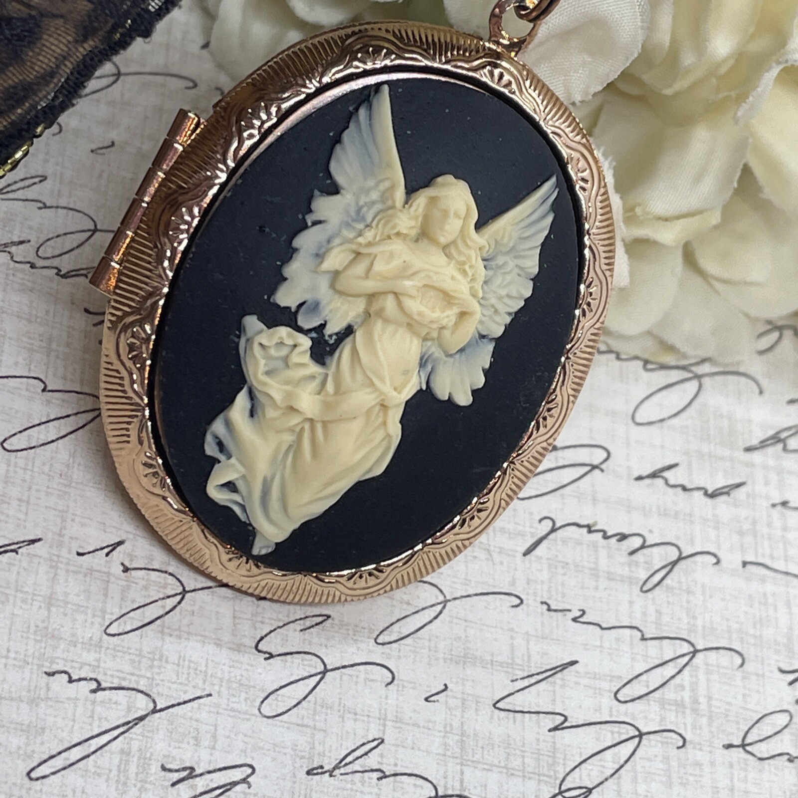 Angel Wedding Anniversary Birthday Rose Gold gift Bridal Bridesmaid Photo Locket