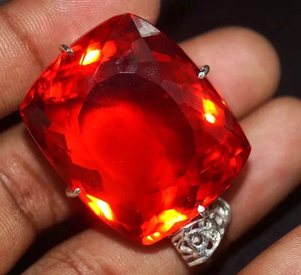 74 CT+ Flawless Blood Red Topaz Pendant 925 Sterling Silver Plated Jewelry