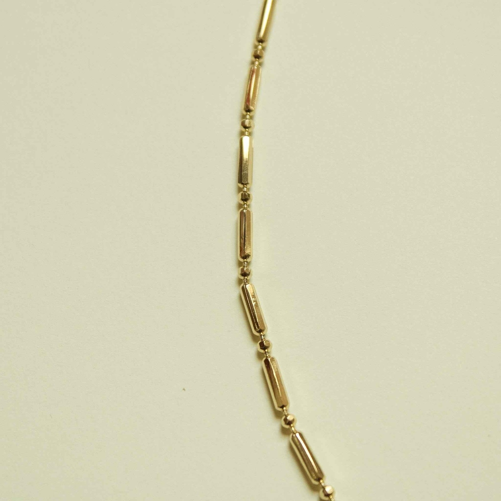 Bar & Bead Chain Necklace — 14K Gold