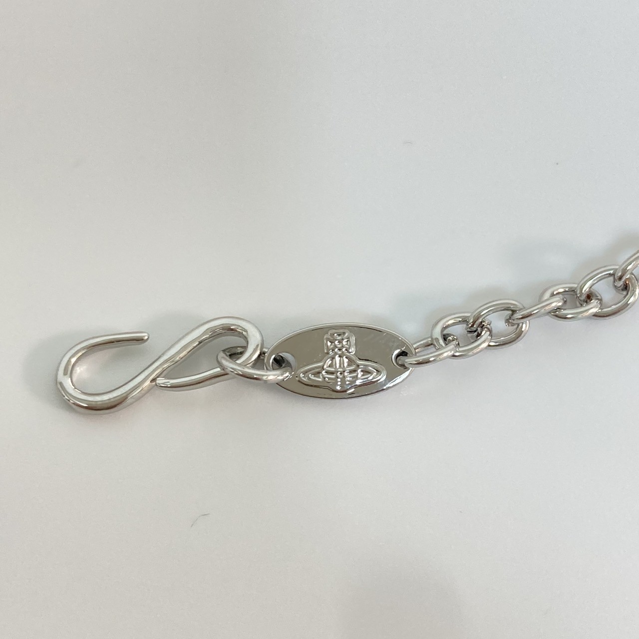 Vivienne Westwood Necklace Padlock Silver White 40.5cm 1.8×1.3 drawstring NO BOX