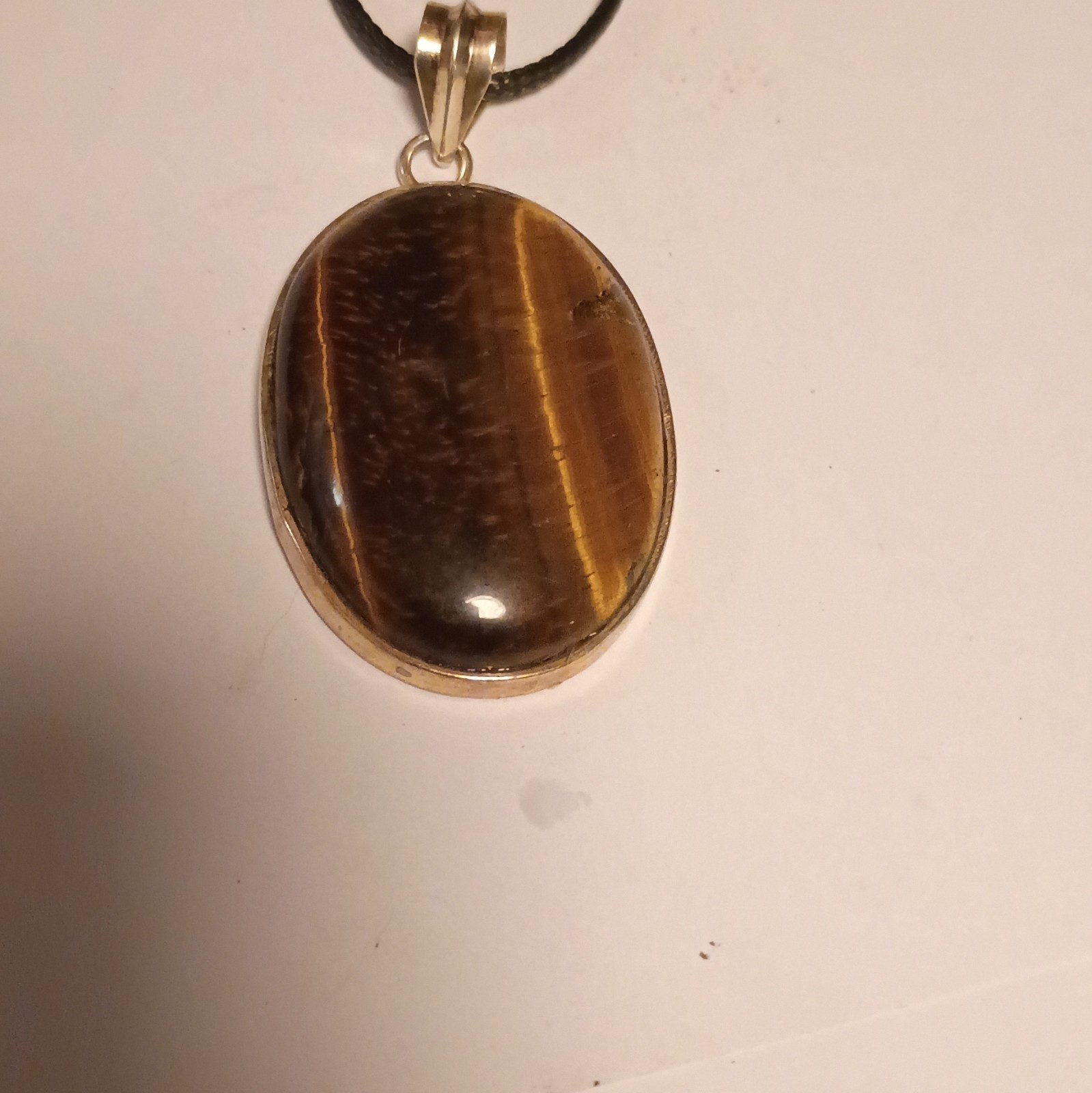 .925 Sterling Silver & Tiger’s Eye Oval Pendant