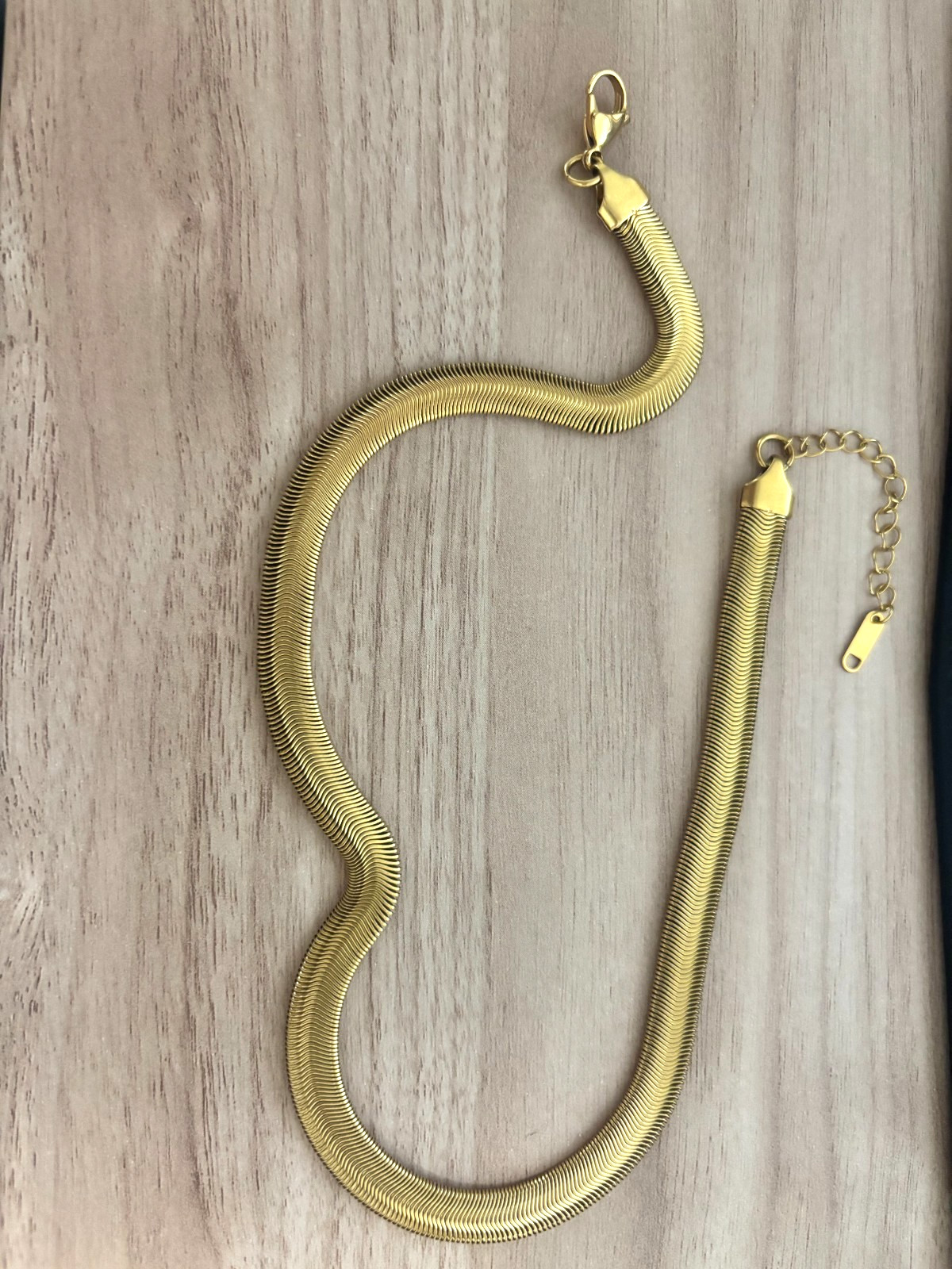 gold filled necklace chain. Snake scale. 15in with 2 in extender