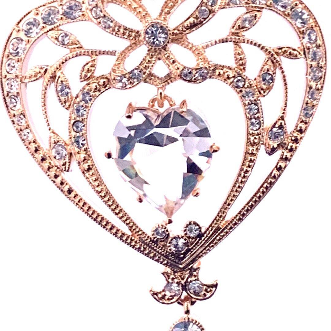 April Birthstone Gold Plated Necklace Set With A Heart Shaped Diamond Crystal