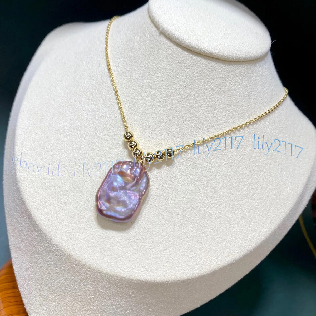15-20mm Square Natural South Sea Baroque Purple Pearl Pendant Necklace 18” AAA
