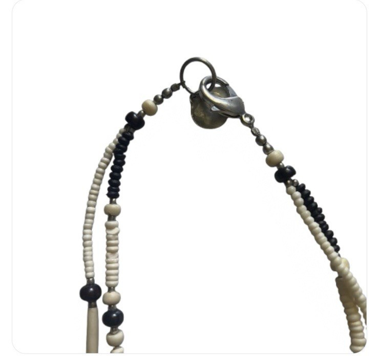 MNG MANGO Necklace Double Strand Buffalo Bone Glass Brass Beaded fashion jewelry