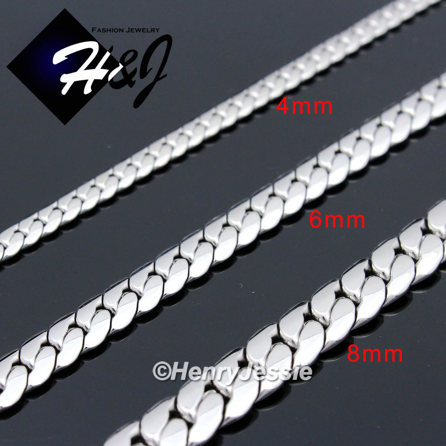 16-40″MEN Stainless Steel 4mm Silver Miami Cuban Curb Link Chain Necklace*N155